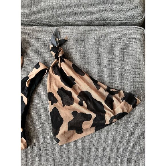 Shein 3 piece Cow Print Bikini Underwire Swimsuit With Swim Skirt Sarong Size M - Picture 6 of 6